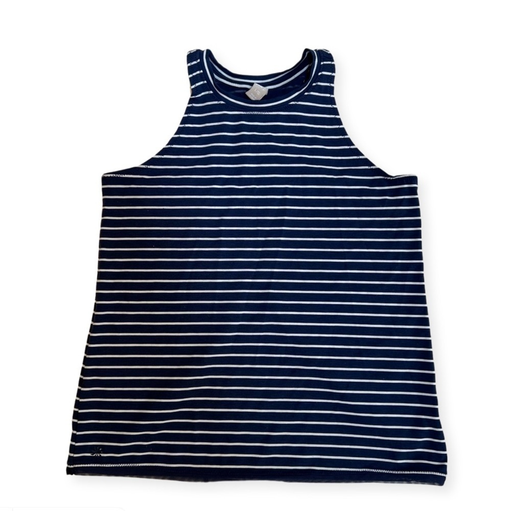 Athleta Girl navy & white striped tank top size large (10)